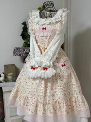 ★ ．Ｍ ★サクラ柄★ロング丈★お袖どめ付★エプロンドレス★タブリエ★RIRZ.M★