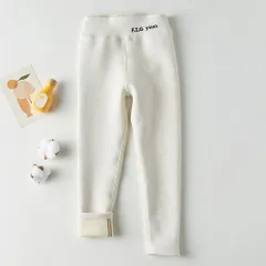 ☆ アイボリー ☆ 120cm ☆ 裏起毛 レギンス キッズ pkytreui01 裏起毛 レギンス キッズ レギンスパンツ レギパン ズボン 長ズボン ロングパンツ 子供服 子ども服 こども服 厚手 ハイウエスト 刺繍 コットン 女の子 男の子