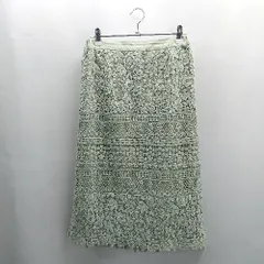 ◇ ⊂ 31 Sons de mode 花柄レース ロング フレア スカート サイズ38 ライトグリーン レディース E  【1504240004389】