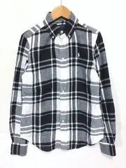 美品♥️ラルフローレン 麻 リネン 長袖シャツ チェック柄 刺繍ロゴ 青×白 美品♥️ラルフローレン 麻 リネン 長袖シャツ チェック柄 刺繍