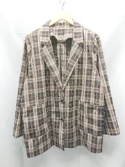 ◇ 新品 LAVEANGE チェック フロントボタン ポリエステル 長袖 シャツ サイズ3L ブラウン レディース メンズ E 1303090024109