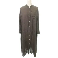 ジャーナルスタンダード レリューム JOURNAL STANDARD relume 美品 長袖 シャツ ワンピース ロング 無地 薄手 フリーサイズ カーキ