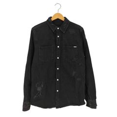 ザラ ZARA RELAXED FIT Ripped denim overshirt リップド デニム オーバーシャツ メンズ import：M 