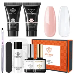 Modelones ジェルネイル ポリネイルジェル カラージェル 長さだし エクステンションジェル スカルプネイル付きセット オールインワンキット (ヌード15g+クリア15g)