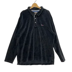 90's vintage 90年代 ヴィンテージ TOMMY JEANS トミージーンズ フラッグタグ カットソー 長袖 ワンポイント刺繡 オーバーサイズ ビッグシルエット インドネシア製 XXLサイズ ブラックのサムネイル