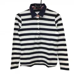 23区スポーツ 長袖ポロシャツ ネイビー×白 ボーダー 襟裏ロゴ  レディース I(M ) ゴルフウェア 23区