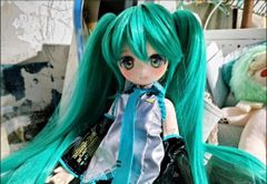 BJD SD ドールウィッグ 初音風 ツインテール 高温耐熱 青緑 1/3 1/4 1/6