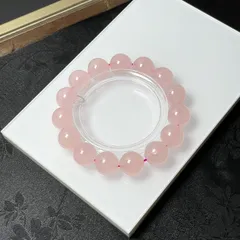 10%OFF 天然水晶★【ディープローズクォーツ】★ブレスレット 天然石B 13.8-14.1mm ZB4741