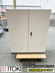 【中古】【一部地域送料無料】イトーキ　両開き書庫３段　※鍵付き　※ベース社外品　ナチュラルグレー　F-HB-543-0411A