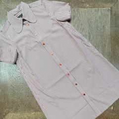 original john BEAGLE COLLAR SHIRTS DRESS STRIPE WINE　　モッズ　昭和　レトロ　シャツワンピース　ストライプ
