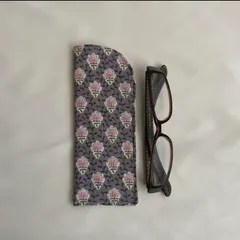 ハンドメイド　メガネケース　花柄　パープル