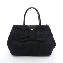 未使用に近い 極美品 PRADA フィオッコ リボン ハンドバッグ ナイロン 黒 未使用に近い 極美品 PRADA フィオッコ リボン ハンドバッグ
