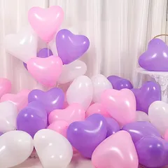 【特価セール】(パープル、ピンク、ホワイト) 店舗装飾 子供会 パーティー 結婚式 誕生日会 プロポーズ 告白 バレンタイン飾り 50個セット X 25cm 10インチ 飾り付け バルーン 風船 ハート TTGVKSHF GSSTR