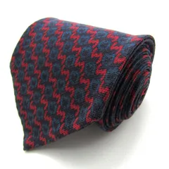 ミラショーン ブランド ネクタイ リバーシブル ロゴ 無地 総柄 ウール イタリア製 PO メンズ ネイビー mila schon 【中古】