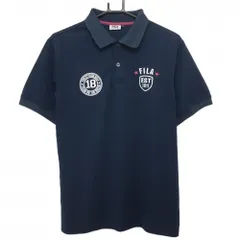 ★値下げ★フィラゴルフ 半袖ポロシャツ ネイビー ロゴ刺しゅう メンズ  ゴルフウェア FILA GOLF