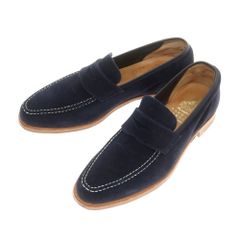 【中古】クロケットアンドジョーンズ CROCKETT&JONES バーニーズニューヨーク別注 SELHURST スエード コインローファー ネイビー【サイズ7E】【メンズ】