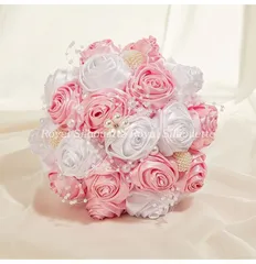 ウェディングブーケ ブライダルブーケ ウェディング ピンク 布 ブーケ 前撮り 二次会 披露宴 海外挙式 お洒落 豪華 可愛い フラワー 花嫁 造花 花束 ガーリー 結婚式