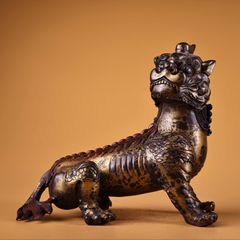 チベット 神獣 アンティーク オブジェ 置物 獅子 シーサー ターコイズ