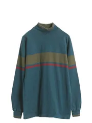 【お得なクーポン配布中!】 80s USA製 エルエルビーン モックネック ボーダー 長袖 Tシャツ メンズ S ヴィンテージ ロンT ラガーシャツ 素材 ヘビーウェイト コットン