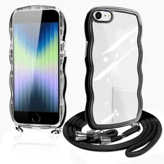 【特売】iPhone SE3 SE2 ケース ショルダー クリア SE 第3世代 第2世代 iPhone8 iPhone7 カバー スマホケース 透明 TPU ストラップ付き 肩掛け 首掛け 紐付き 斜めがけ 創意 個性 可愛い かわいい 韓国 薄型 耐衝撃