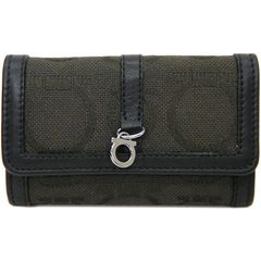 サルバトーレ・フェラガモ　Salvatore Ferragamo　キャンバス/レザー　ガンチーニ　キーケース　227595　ダークブラウン/ブラック