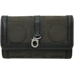 【中古A】サルバトーレ・フェラガモ　Salvatore Ferragamo　キャンバス/レザー　ガンチーニ　キーケース　227595　ダークブラウン/ブラック