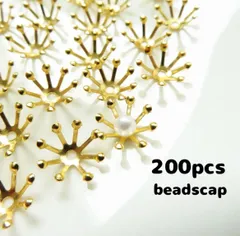 99【パーツ】約200個入り　10mm  ビーズキャップ　ゴールド　花芯　花座　つまみ細工