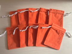 スエード風 角型巾着ポーチ Mサイズ オレンジ 10枚セット