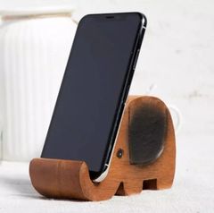 象のスマホスタンド ハンドメイド 木製 卓上 かわいい 個性的 アジアン雑貨 エスニック シック 渋い かっこいい