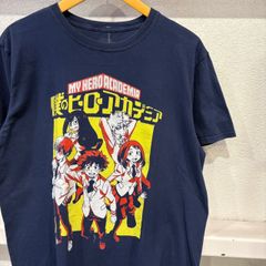 古着　XL 僕のヒーローアカデミア　ヒロアカ　MY HEROACADEMIA オフィシャル　キャラクター　アニメ　クルーネック　Tシャツ　紺