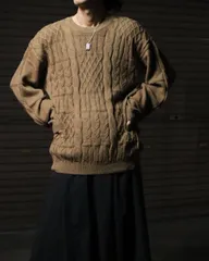 -1990s baby alpaca cable knit oversized 80s 90s vintage ベビーアルパカ 100 ケーブル ニット セーター キャメル