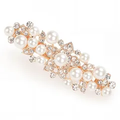 mefeny バレッタ 髪飾り 結婚式 ヘアクリップ ヘアピン パール 真珠 髪留め キラキラ ヘアアクセサリー レディース 卒業式 1
