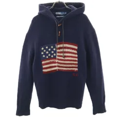 Polo by Ralph Lauren ポロバイラルフローレン 90s オールド 星条旗 ハンドニット パーカー XL ネイビー メンズ 古着