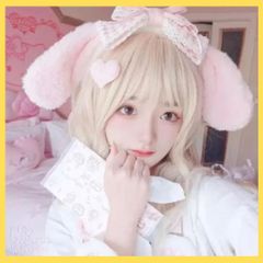 うさ耳 いぬみみ  カチューシャ  ヘッドドレス　ヘアアクセサリー ヘアバンド ホワイト  ピンク サンリオ ディズニー