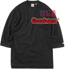 Goodwear グッドウェア 2W7-2509 USAコットン 7分袖 フットボールTシャツ BLACK