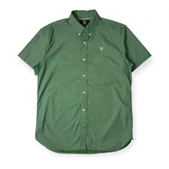 Timberland Earthkeepers ティンバーランド SLIM FIT ドット風 総柄 BD ボタンダウン 半袖シャツ M/M/グリーン メンズ