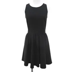 ザラ トラファルック ZARA Trafaluc Trf collection ノースリーブ ワンピース ミニ丈 S 黒系 ブラック 無地 ギャザー ストレッチ