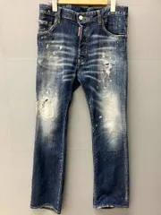 DSQUARED2 ディースクエアード S74LB1384 MEDIUM RED SPOTS WASH FLARE BOOTCUT ジーンズ インディゴ ペイント