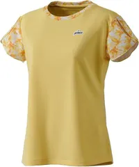 【新品】prince（プリンス） レディース ウィメンズ ゲームシャツ テニスウェア バドミントンウェア 半袖Tシャツ 吸汗速乾 UPF50+　イエロー WS4057-072