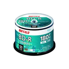 【新品】 【.co.jp限定】 バッファロー ブルーレイディスク BD-R 1回録画用 25GB 50枚 スピンドル 片面1層 1-6倍速 【ディーガ（2016年発売以降） 動作確認済み 】 ホワイトレーベル RO-BR25V-050PW/N 1