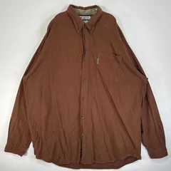 古着 コロンビア Columbia 長袖シャツ ワンポイント ロゴ 大きいサイズ 胸ポケ ボタンダウン XXL  ブラウン系 チェック メンズ