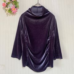 49-22 ー大特価ー 【ジャンニロジュディチェ】  GIANNI LO GIUDICE レディース ベロア素材 ベルベット トップス シャツ カットソー ストレッチ (S) パープル 紫 ハイネック 上品