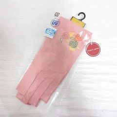シビラ SYBILLA UVカット 手袋 グローブ 花柄刺繍 21-22cm ピンク 日焼け防止 接触冷感 クール 半指 日本製 タグ付きのサムネイル
