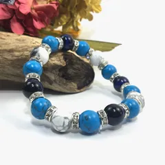 ブルータイガーアイ×ハウライト×ターコイズ パワーストーンブレス 10mm（シルバー）メンズ・レディース 男性・女性 数珠ブレス 開運  [3]