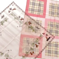 BURBERRY LONDON バーバリーロンドン ハンカチ 2枚セット  コットン100％ ノバチェック＆ドッグ柄    ピンク レディース / 240001148859