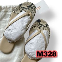 TKEES(ティキーズ)パイソン柄ビーチサンダル　23cm相当サイズ　グレー色×ベージュ色　新品タグ付き　美品　管理M328