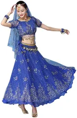 Eiza アラジン コスプレ 衣装 5点 ハロウィン イベント ベリーダンス レッスン スカート e090(ブルー)