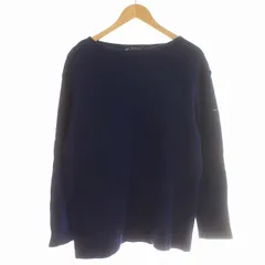セントジェームス SAINT JAMES ダブルフェースセーター ニット ボートネック 無地 長袖 裏起毛 5 M～L 青 ブルー /☆Gのサムネイル