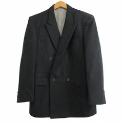 クリスチャンディオール Christian Dior ムッシュ MONSIEUR 90s ヴィンテージ タスマニアウール テーラードジャケット ダブル ブレザー ロゴメタルボタン ピークドラペル 総裏 グレー A5 約M