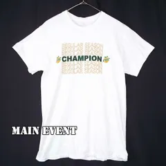 【アメリカ古着】【肩幅44.5cm】MAIN EVENT メインイベント NCAA PBC CHAMPION 7段ロゴ ビッグプリント 半袖Tシャツ Mサイズ ホワイト コットン100%【湘南倉庫】メンズ古着 17003193 白T81